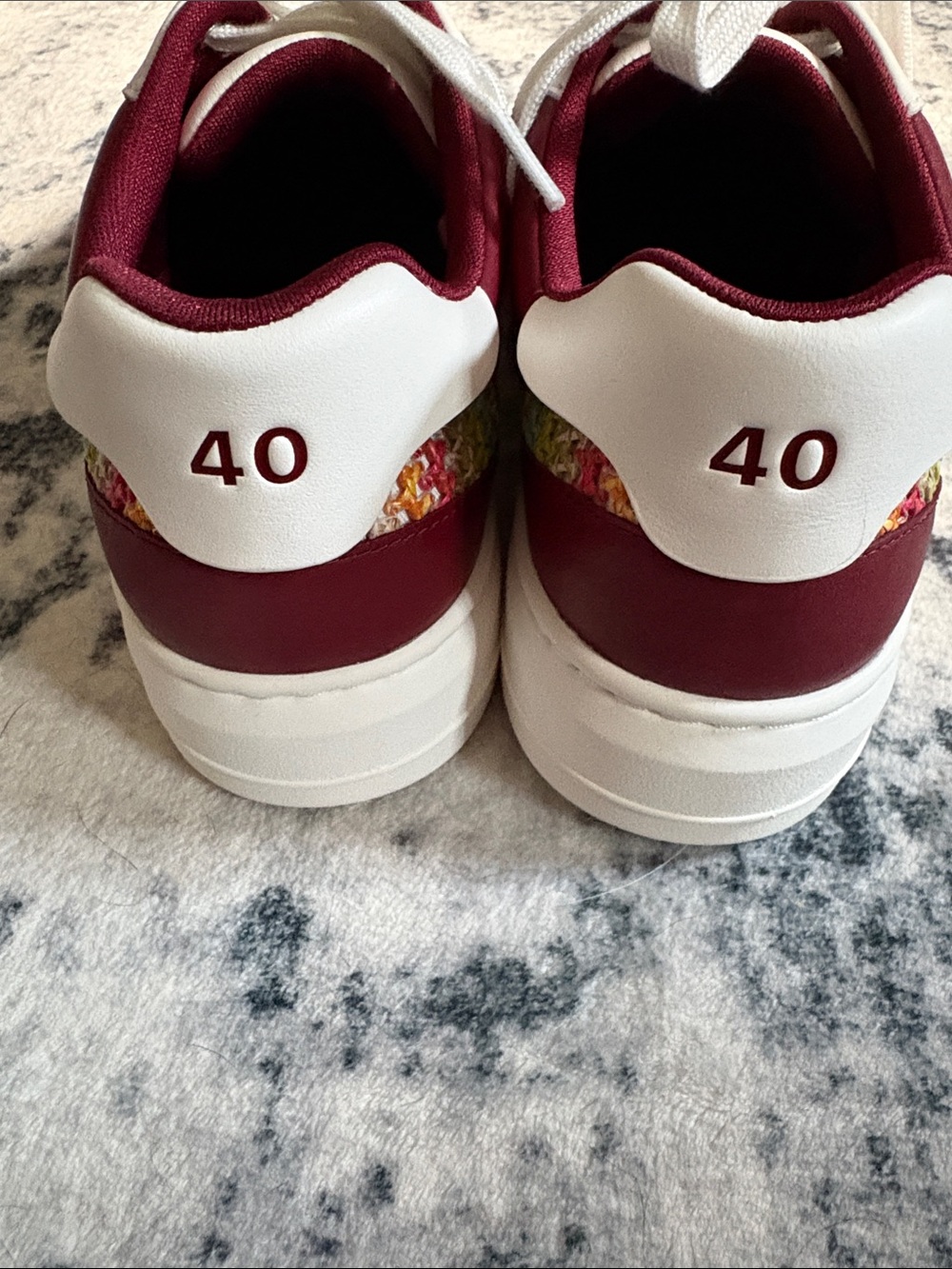 Marc Jacobs Rainbow Knit Sneakers with Burgundy Trim - Picture 4 of 7